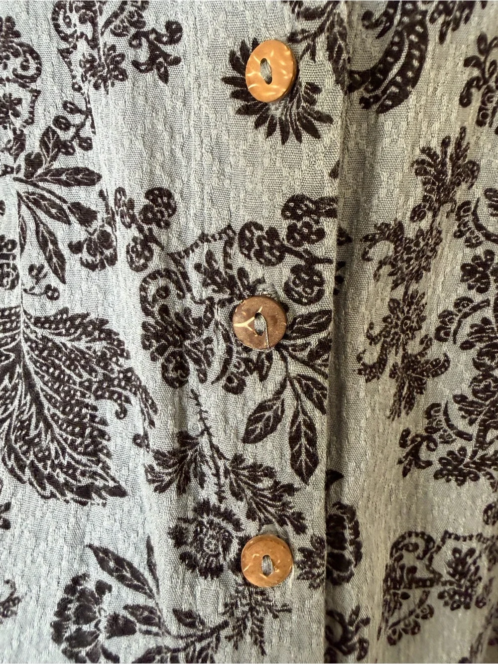 Intimately Free People Blue Button-Front Floral Print Shirt